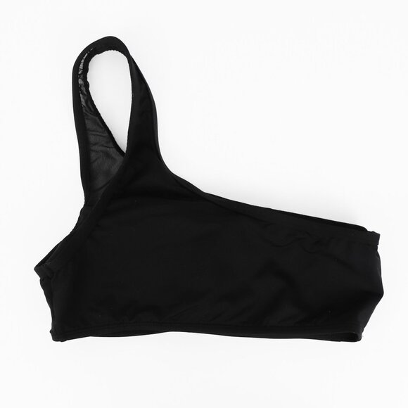 La Blanca Mesh One‎ Shoulder Black Bikini Top Swimsuit Sheer Asymmetric Small - Picture 7 of 8
